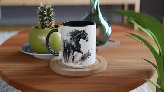 Tasse noire - Cheval