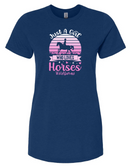 T-Shirt Femmes - Love Horses | Bleu marine