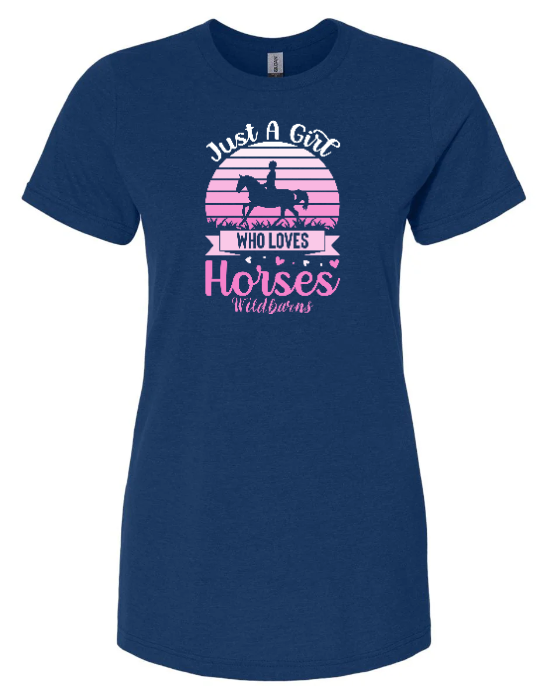 T-Shirt Femmes - Love Horses | Bleu marine